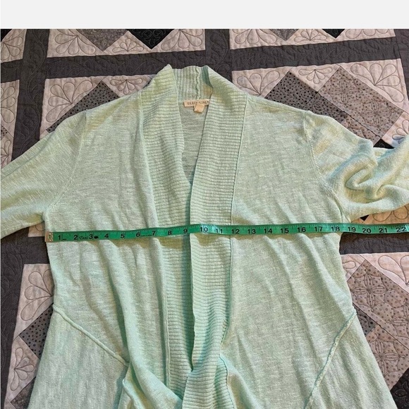 EIlEEN FISHER Seafoam Green Organic Linen Lightweight Open Cardigan Sweater - Picture 7 of 8